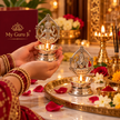 Ganesh Laxmi Brass Diya Set – Silver Finish for Puja & Diwali