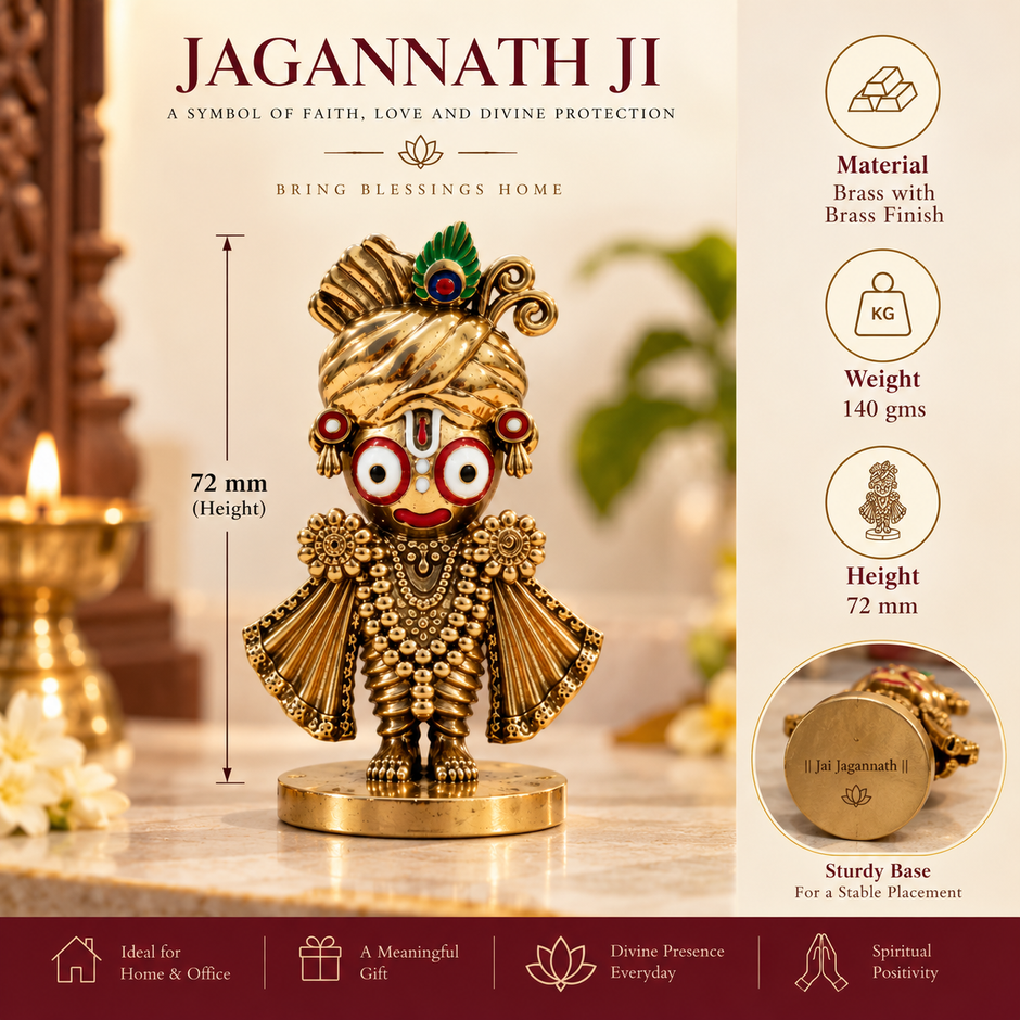 Jagannath Ji Murti | Brass Idol with Brass & Silver Finish