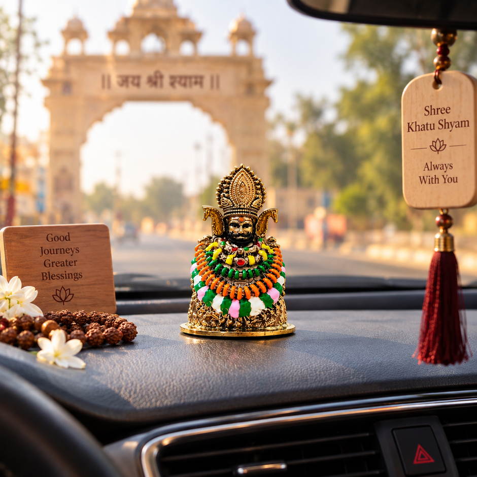 Shree Khatu Shyam Ji Murti | 52 mm Brass Idol with Brass & Silver Finish