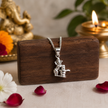 Ganesh Ji Pendant product specifications - 18mm size, 1.43g weight, brass material, silver finish