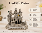 Shiv Parivar Idol size chart — 55mm height, 132g, Brass with Silver Finish, perfect for home temple and office