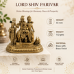 Shiv Parivar Idol | Premium Brass Idol with Brass & Silver Finish | Lord Shiva Parvati Ganesh Kartikeya Murti for Home Temple