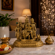Shiv Parivar Idol | Premium Brass Idol with Brass & Silver Finish | Lord Shiva Parvati Ganesh Kartikeya Murti for Home Temple
