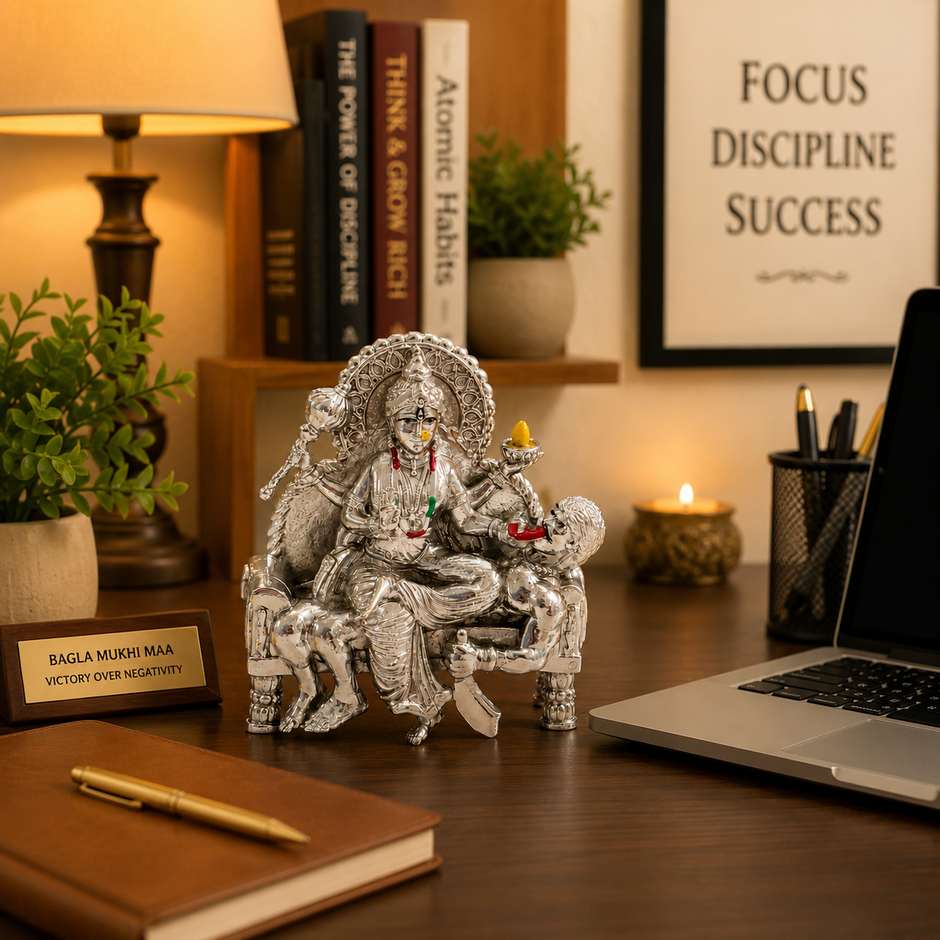 Bagla Mukhi Maa Silver Finish Brass Idol — placeholder variant image