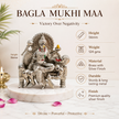Baglamukhi Mata Brass Murti with Silver Finish placed in golden mandir backdrop with diya and flowers
