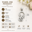 Tamil Om pendant in brass silver finish worn by man in black shirt showing pendant styled for daily wear