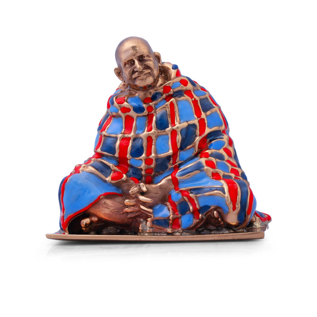Neem Karoli Baba Energized Hand-Painted Brass Idol | Multicolor Guru Ji Murti