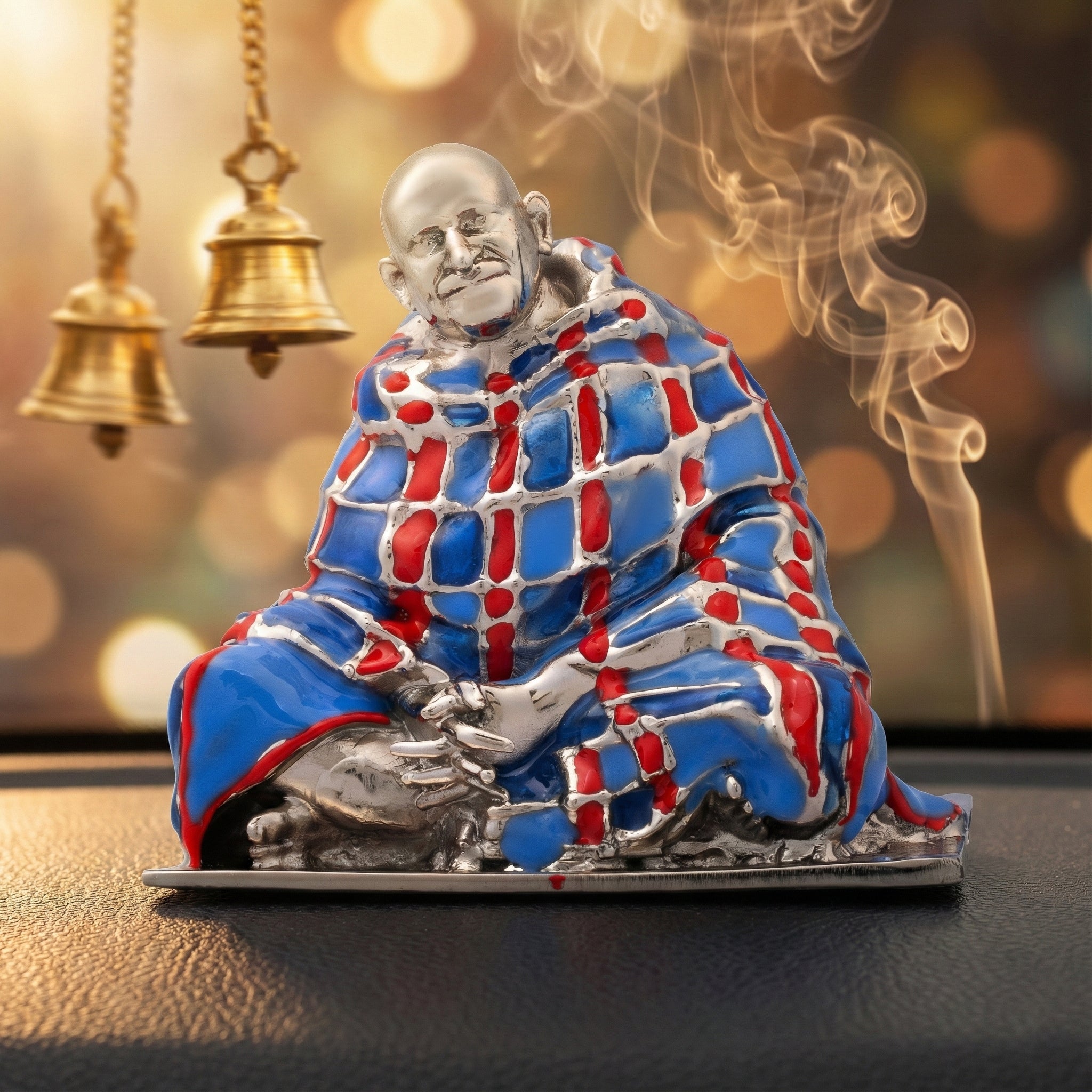 Neem Karoli Baba Energized Brass Finish Hand-Painted Brass Idol | Guru Ji Murti