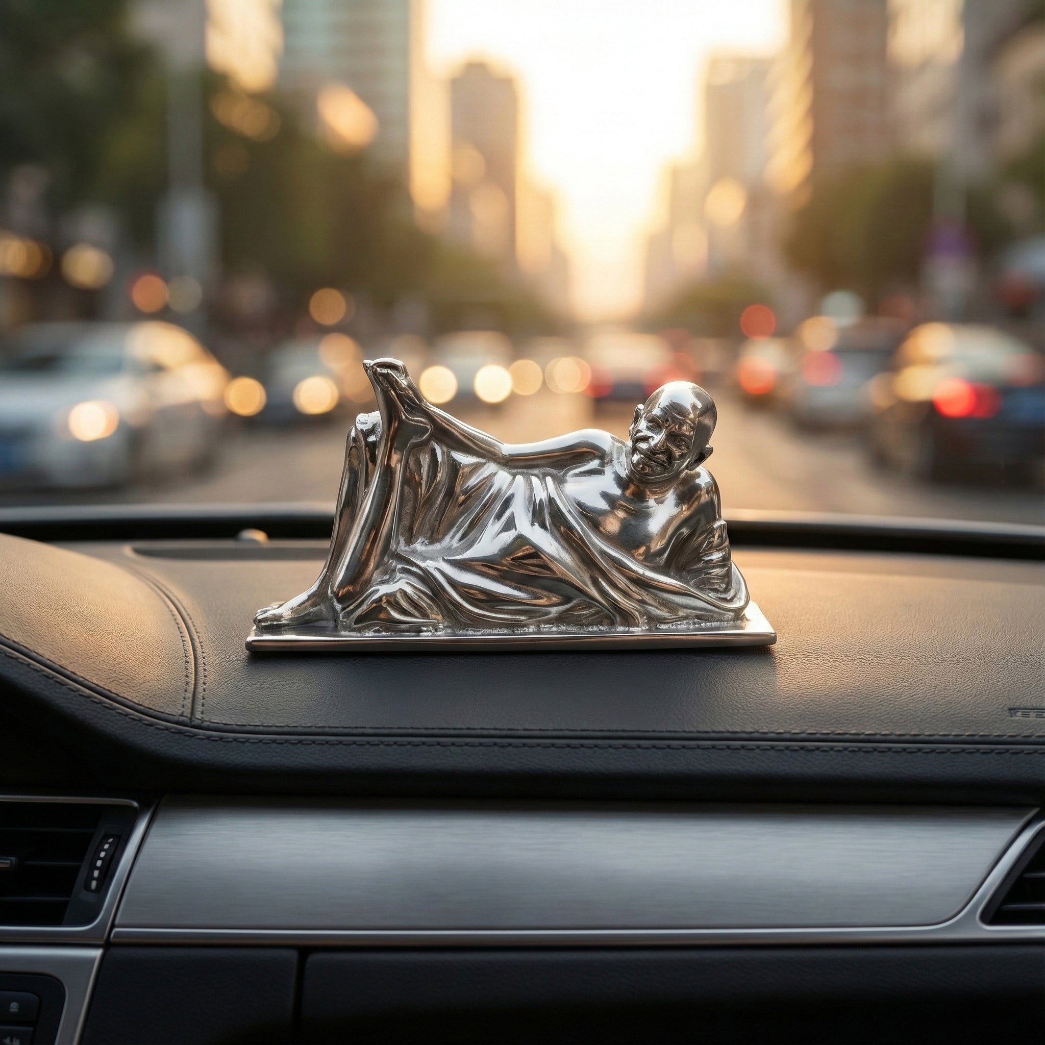 Neem Karoli Baba Energized Brass Idol in Silver Finish| Guru Ji Murti for Home, Office