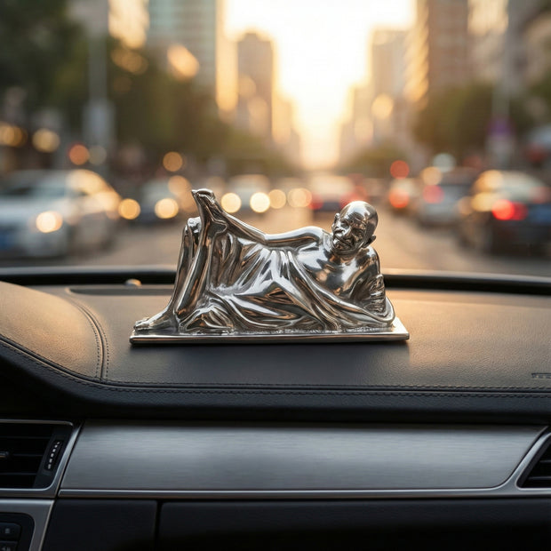 Neem Karoli Baba Energized Brass Idol in Silver Finish| Guru Ji Murti for Home, Office