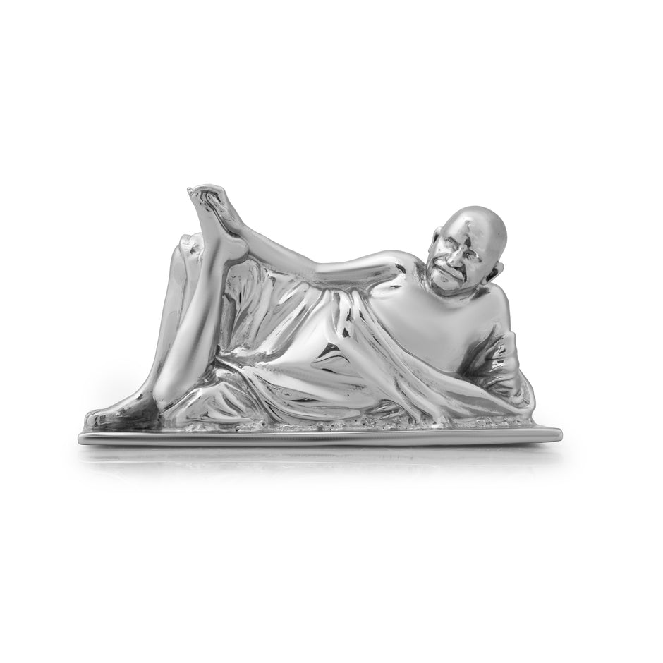Neem Karoli Baba Energized Brass Idol in Silver Finish| Guru Ji Murti for Home, Office