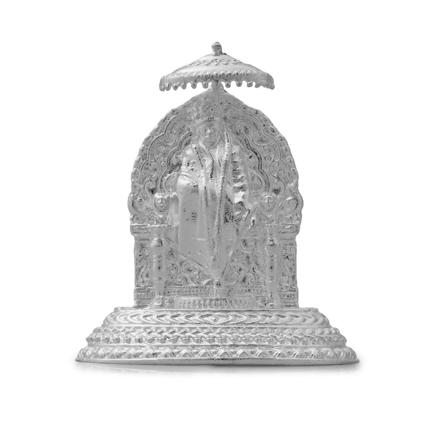 Shirdi Sai Baba Idol with Ornate Back Panel & Chhatra – Handcrafted Murti for Pooja & Gifting