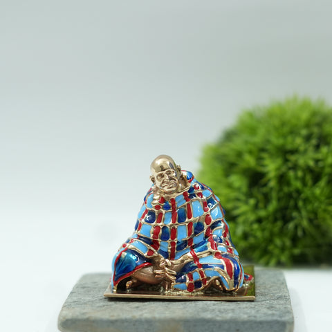 Neem Karoli Baba Energized Hand-Painted Brass Idol | Multicolor Guru Ji Murti