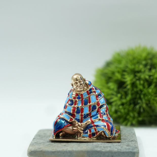 Neem Karoli Baba Energized Hand-Painted Brass Idol | Multicolor Guru Ji Murti