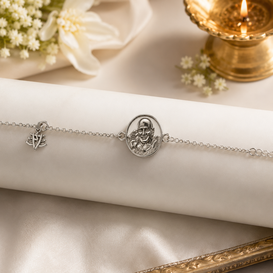 Shukrana Guru Ji Bracelet | Bade Mandir Guru Ji Brass Bracelet with Silver Finish