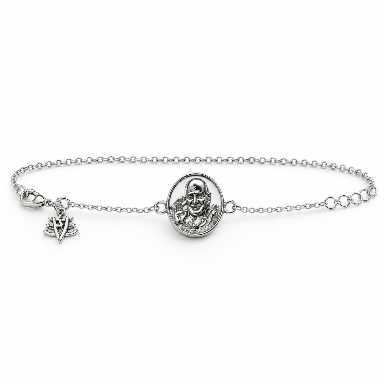 Shukrana Guru Ji Bracelet | Bade Mandir Guru Ji Brass Bracelet with Silver Finish