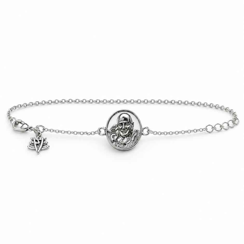 Shukrana Guru Ji Bracelet | Bade Mandir Guru Ji Brass Bracelet with Silver Finish