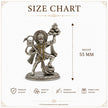 My Guru Ji silver finish brass Veer Hanuman Ji idol carrying Sanjeevani mountain, 55mm tall for home temple decor.