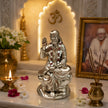 My Guru Ji Shirdi Sai Baba idol in premium brass with a silver finish, seated in a serene pose for home temple decor.