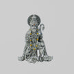 My Guru Ji silver finish brass Hanuman Ji idol in a sitting blessing posture for home temple or office desk decor.