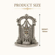 My Guru Ji silver finish brass Tirupati Balaji idol with intricate temple arch and colourful accents, 50mm height.